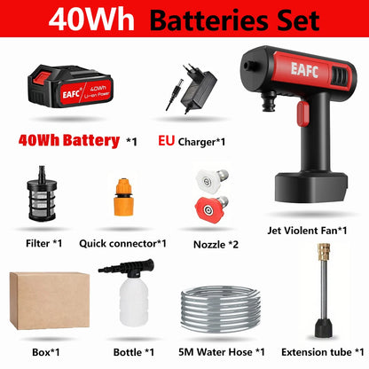 Electric High Pressure Washer 21V 60bar Cordless Portable Car Wash Spray Water Gun Outdoor Cleaner Machine Car Washing Tool
