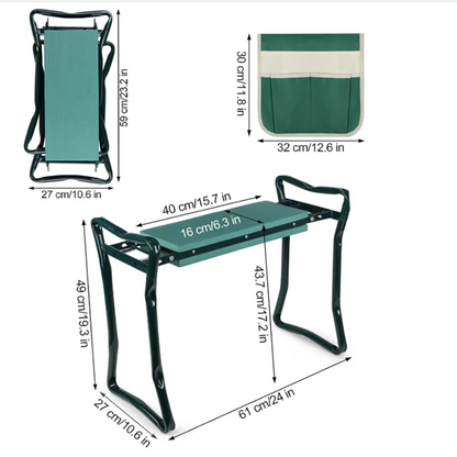 Folding Garden Kneeler & Seat with Tool Pouch