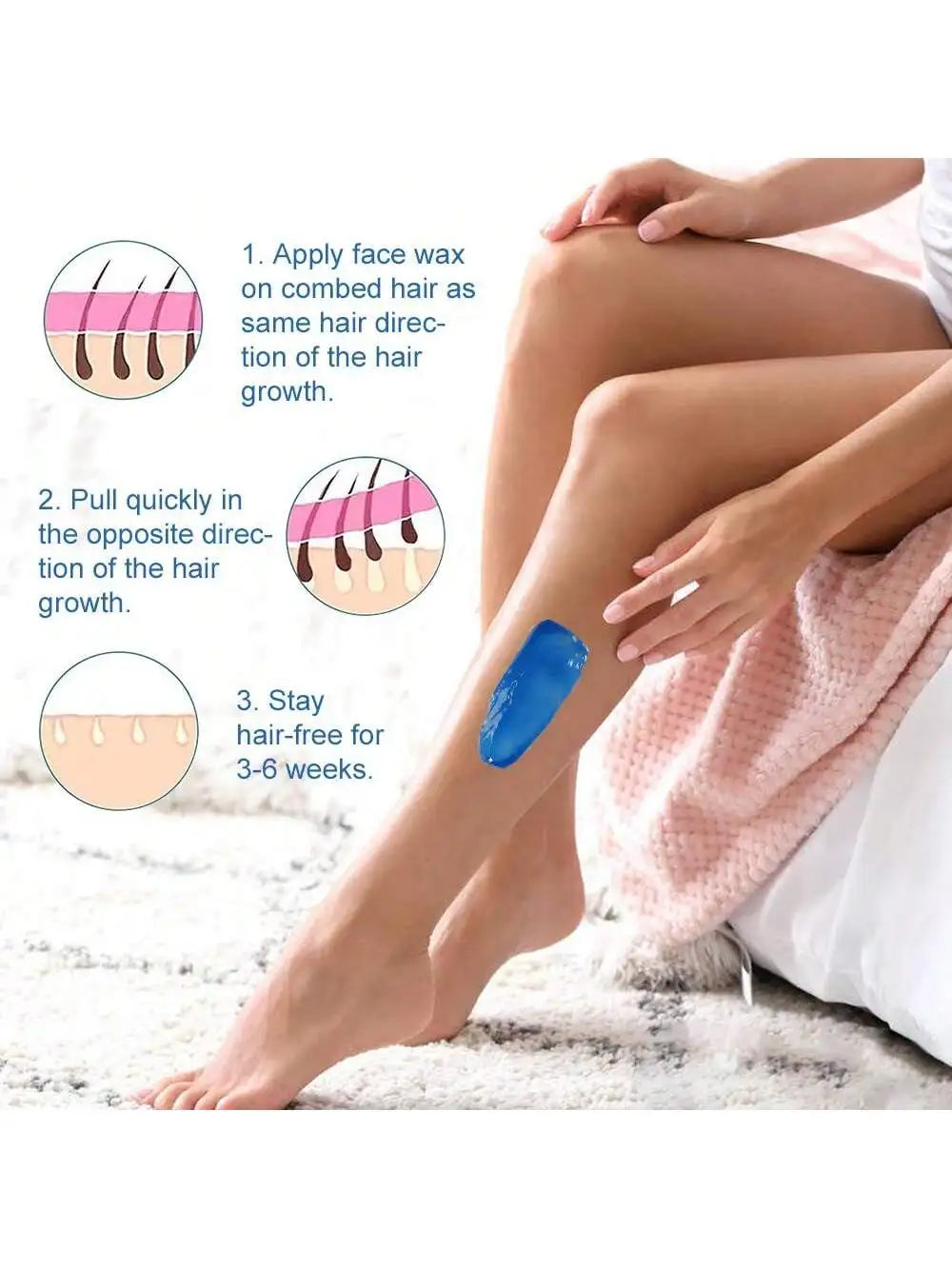 VIILIFE Waxing Kit Women Men Wax Warmer Hair Removal At Home With 6 Bags Beans Body Waxing For Eyebrows Nose Cheeks Arms Bikinis