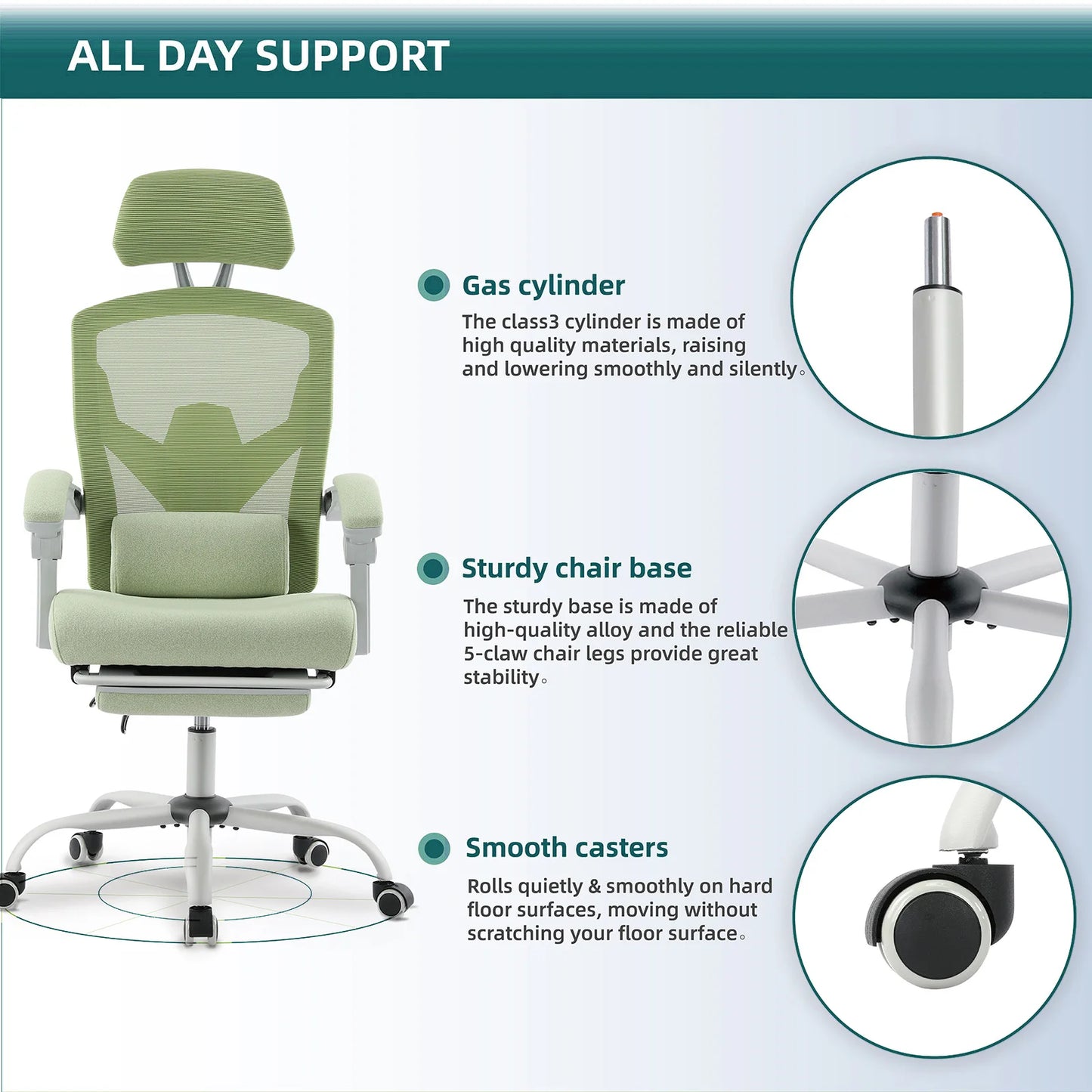 Ergonomic High-Back Mesh Reclining Office & Gaming Chair with Footrest