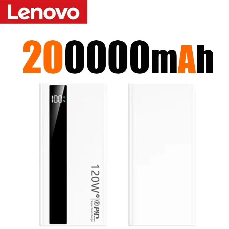 Lenovo 500000mAh 120W Portable Power Bank Large Capacity Super Fast Charge External Battery For Xiaomi Iphone 2026New