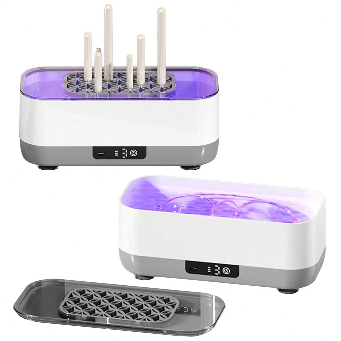 Makeup Brush Cleaning Case, Jewelry Automatic 360 ° Deep Cleaning Tool, Ultra Portable, USB Charging, High-Frequency Vibration