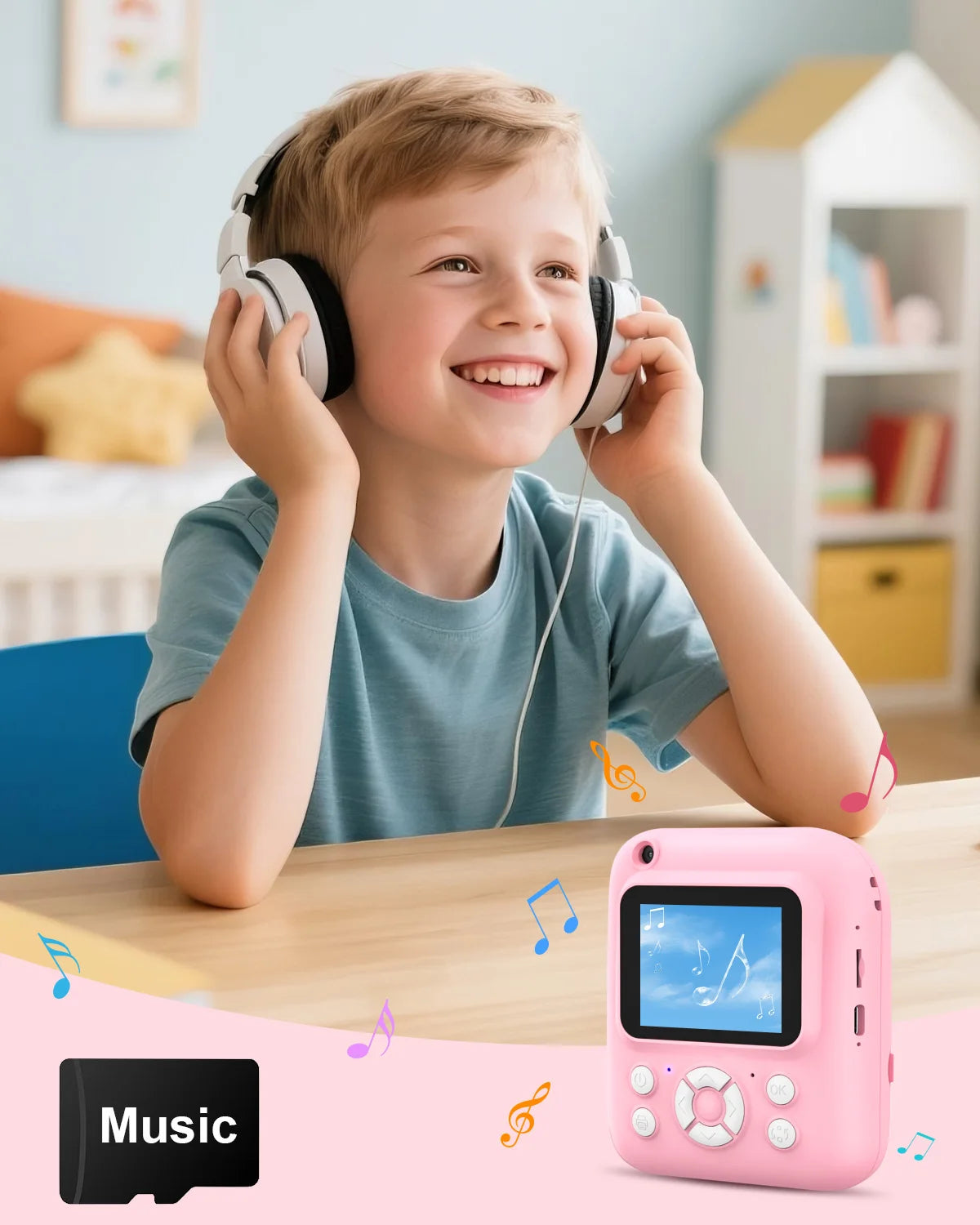 Kids Camera Instant Print,Instant Camera for Kids,2.5K UHD Digital Camera with 2.6" LCD, Dual Camera,16X Zoom, Games, 32G SD Card,Birthday Gifts for 3-10 Year Old Girls Boys